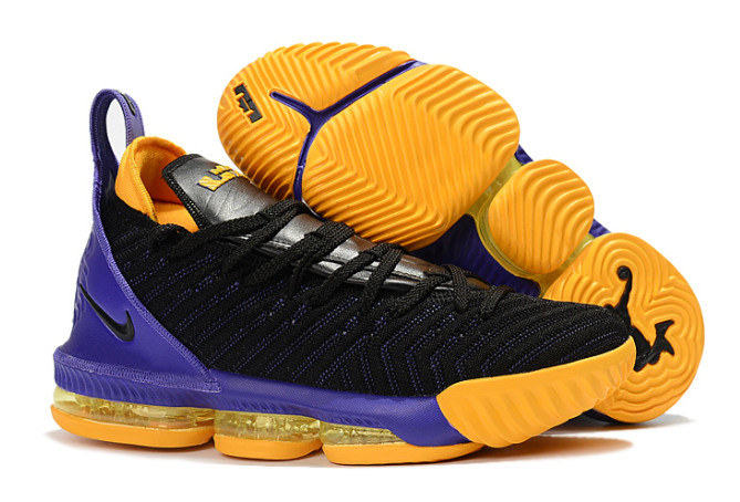 Nike LeBron 16 Black Purple-Yellow Shoes - Click Image to Close